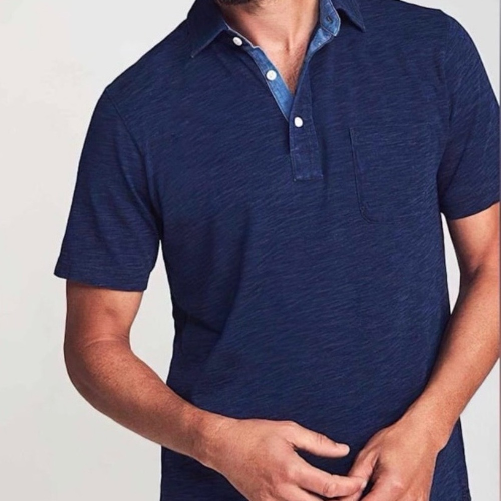 Faherty Indigo Blue Men’s Short Sleeve Polo Shirt Sz XL